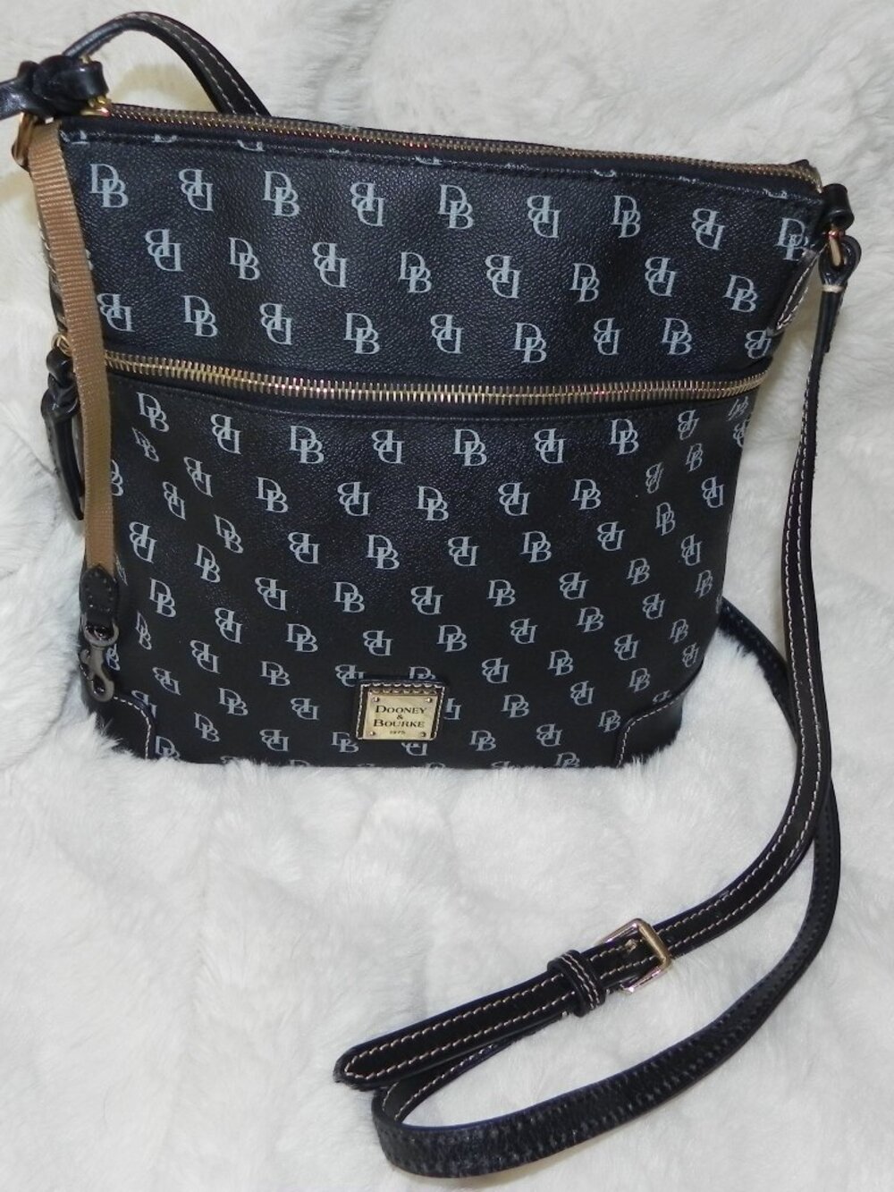 DOONEY & BOURKE Black Monogram Gretta Crossbody Bag/Purse.